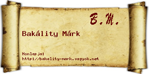 Bakálity Márk névjegykártya